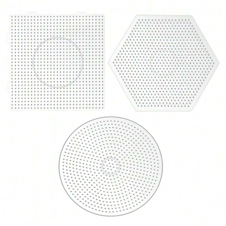 3pcs/4pcs/Set 2.6mm/5mm Fuse Beads Boards Large Square Clear Round Hexagon Pegboards Kits DIY Material Template Melting Beads Make Craft