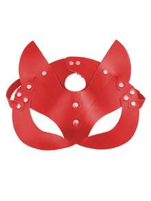 1PC Women Men Leather Mask Halloween Decor Mask Gothic Punk Holiday Party Accessories Cosplay - Red - View 6