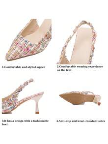 女士尖头细跟露跟凉鞋 - 彩色 - 查看 9