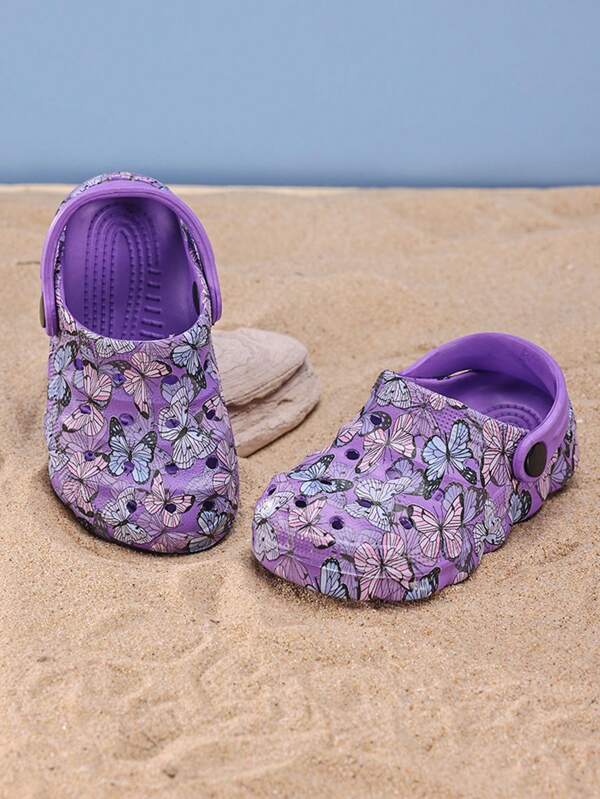 Cute Breathable Floral Design Hollow Antiskid Lightweight Indoor Outdoor Sandals, Comfortable Summer Beach Shoes For Baby Girls