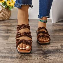 Vegan Flat Slip-On Sandals With Bow Decor, Stylish And Comfortable, Suitable For All-Day Wear, Available In Multiple Colors, Fashionable And Versatile