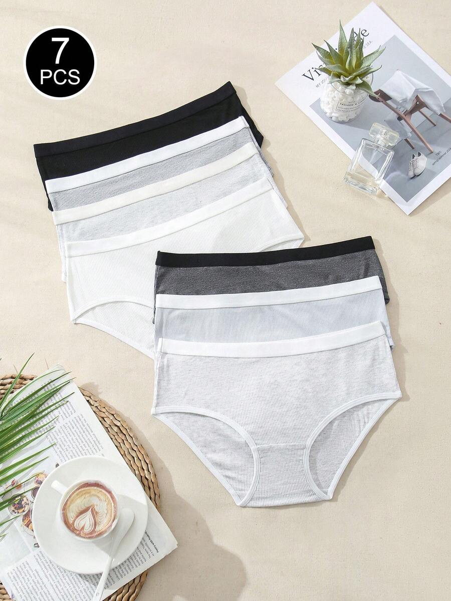 7pcs Women's Basic Casual Triangle Panties Set - Multicolor - View 1
