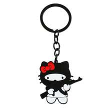 1 Stück Hello Kitty Schlüsselanhänger mit rosa Revolver Design - süßer Anime Schlüsselanhänger aus Edelstahl, geeignet für Taschen, Rucksäcke und Autoschlüssel, das perfekte Geschenk für Fans von Sanrio Charakteren