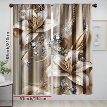 Set Of 2 Stylish Flower Curtains With Floral Patterns, Pocket Rod Window Drapes, Ideal For Bedroom And Living Room, Home And Room Decor (Rod Not Included),2D Printing,Transparent Decorative Curtains - Multicolor - View 10