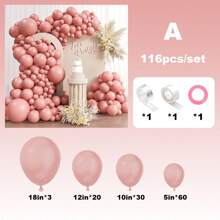 Juego de corona de globos decorativos para fiesta, 10/50/116 piezas, incluye globos de látex de colores rosa, azul, verde, carne y café, adecuado para decorar bodas, compromisos, cumpleaños, ceremonias de graduación, celebraciones y fiestas de aniversario