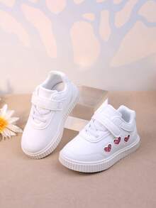 春季儿童鞋新款防滑女童网球鞋、男童休闲运动鞋、幼儿跑鞋、小童白鞋 - 粉色 - 查看 6