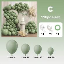 Juego de corona de globos decorativos para fiesta, 10/50/116 piezas, incluye globos de látex de colores rosa, azul, verde, carne y café, adecuado para decorar bodas, compromisos, cumpleaños, ceremonias de graduación, celebraciones y fiestas de aniversario