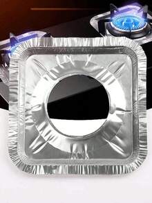 50/30/10pcs Disposable Aluminum Foil Gas Stove Oil Splash Guard, Square Resistant High Temperature Gas Stove Waterproof, Oil-Proof Cover Cleaning Pad For Kitchen Stove - Multicolor - View 7
