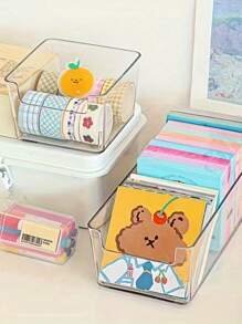 1 قطعة صندوق تخزين درج شفاف لتنظيم مكتبك - لصناديق تقسيم صغيرة - اجمع وطابق - صنف وفرز صناديق العودة إلى المدرسة