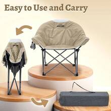 Sofa Chair, Oversize Padded Moon Leisure Portable Stable Comfortable Folding Chair For Camping, Hiking, Carry Bag