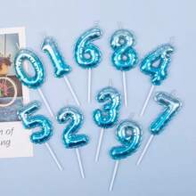 Blue Balloon Shaped Digital Birthday Candle Plugin Baking Cake Candle Decoration Decoration