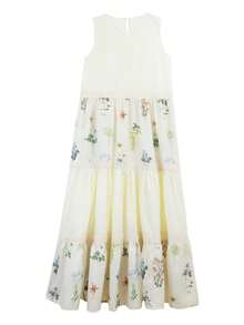 2025 New Summer French Style Sweet Craft Design Lace Patchwork Two-Tone Ditsy Floral Sleeveless Dress For Women,