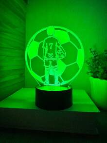 1pc 3D Football Night Light, Creative Football Element Design With Touch Control 7-Color Changing, Decorate Room Ambience, Ideal Gift For Football Fans - Multicolor - View 3