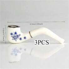 3pcs Mini Blue & White Smoking Pipes - Fashionable Plastic Filter, Suitable For Men's Fashion Accessories, Lightweight Design, Great For Casual Or Creative Smoking Set, Smokers Accessories