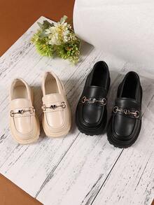 1 双时尚可爱蝴蝶结 PU 仿珍珠钩环防滑舒适百搭玛丽珍平底鞋，适合春秋季户外、休闲、派对、学校穿着 - 黑色 - 查看 8