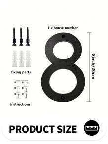 1 paquete 5/8/10pulgadas, números de casa para exteriores, número de habitación flotante moderno, para buzón de exterior, decoración de puerta de pared, garaje y puerta, negro recubierto, señalización de visibilidad para el 911 con kits Nail