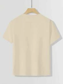 Girls & Teenage Students Casual Apricot Color Graphic Print Round Neck Short Sleeve T-Shirt, Summer Top