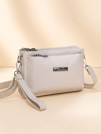 Multifunctional Solid Color Shoulder Bag For Women, Waterproof Crossbody Purse Business Casual Storage Bag, School Commuting Messenger Bag, Black Briefcase For Daily Use, Travel Satchel Bags Multiple Compartments Holiday Gift