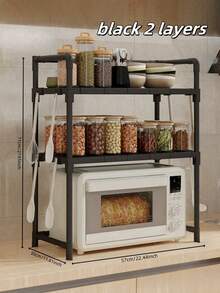 1pc Kitchen Storage Rack, Microwave Oven Overhead Shelf, Practical Home Storage Rack - Multicolor - View 10