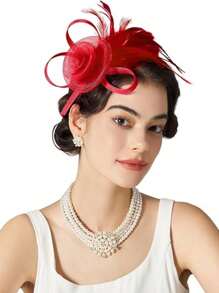 1Pc Fascinator Hat Headpieces Feather Tea Party Hat For Women Horse Racing Kentucky Derby Hat For Women&Girls