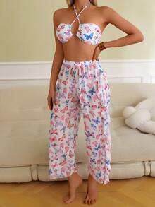 Women's Butterfly Print Bikini Set, Fashion Summer Beach - Multicolor - View 3