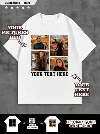 Customized Personalized Photo Men T-Shirt, Customize Your Text And Photo, Customize Your Name, Customize Your Selfie/Baby/Friend/Idol/Couple/Family/Party/School/Sports/Pet/Love Photo Print Ornamental,Dawg Stylish,Fashion,Hipster,Contracted,Easy Costume,Modest Fashion,Minimal Chic,Casual Custom,Unique,Personalized Ideal Gifts For Him Family,Boyfriend,Friends,Children