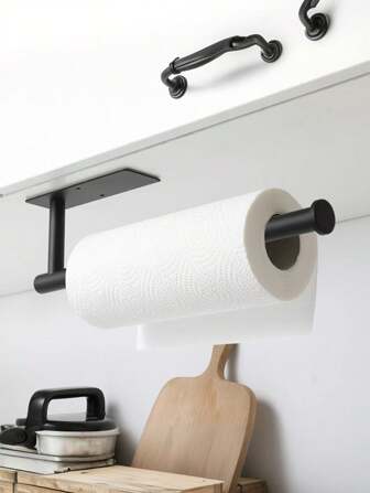 Estante organizador de cocina de acero inoxidable multicolor, soporte montado en la pared para papel de cocina y película adherente, estante para papel higiénico de baño
