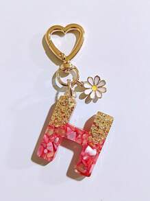 1pc Women's Beige Resin Letter Heart Shape Tassel Casual Cute Style Keychain, Creative Accessory Pendant Gift For Friends Car Accessories Bag Charm Backpack For School Goth Y2k