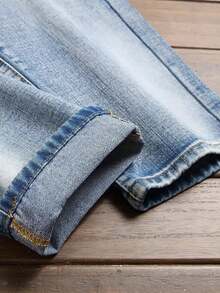 Men's Fashion Washed Elastic Distressed Denim Jeans - Light Wash - View 3