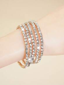 5 pièces Bracelets élastiques ornés de strass brillants, bracelets à perles de style fête réglables, cadeaux pour femmes