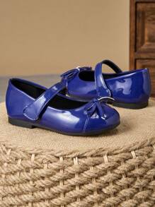1 paio di scarpe da principessa per ragazze, punta tonda, fiocco scozzese, in morbida pelle, per la scuola e performance, scarpe da ballo alla moda e carine