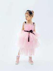 Young Girl's Tulle Party Dress, Suitable For Birthday, Wedding, Flower Girl, Formal Occasions, Holiday Celebration - Pink - View 7