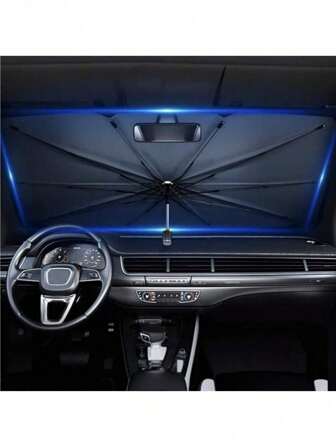 1 件可折叠汽车遮阳板，防紫外线前挡风玻璃罩（隔热）