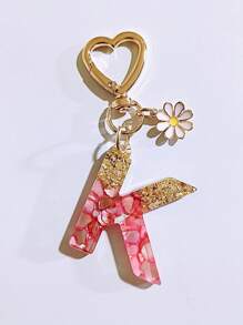1pc Women's Beige Resin Letter Heart Shape Tassel Casual Cute Style Keychain, Creative Accessory Pendant Gift For Friends Car Accessories Bag Charm Backpack For School Goth Y2k