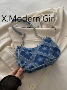 Decorative Buckle Detailing, Stitching, Chain Strap Shoulder Bag, Women's Decorative Buckle Shoulder Bag, Street Fashion Hobo Bag, Small/Medium Size Crossbody Bag And Wallet Set, Suitable For Shopping, Dating, Women's Gift, Suitable For Teen Girls, College Students, Work, Business, Commuting