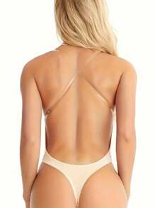 1pc Invisible Shoulder Strap Backless Body Shaping Jumpsuit. Bra Without Any Marks, Deep V-Shaped Shapewear, Gathered Chest Shapewear, Suitable As Underwear, For Home Fitness, Yoga, Swimming, Lingerie Parties, Etc Gym Accessories For Belly Slimming Girdles, Lumbar Girdles For Belly Slimming Corset