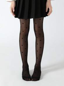 1 pezzo Leggings aderenti a colore unico per ragazze/bambini/neonati con motivo a cuore e rete, adatto per abbigliamento casual, balletto, scuola, primavera/estate