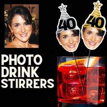 Agitadores de bebidas para fiesta, agitadores de bebidas personalizados para cumpleaños, palitos revolvdores personalizados para fiestas de 40, 50 y 60 años, etiquetas personalizadas para bodas, recuerdos y decoración personalizada para bodas - Multicolor - Ver 3