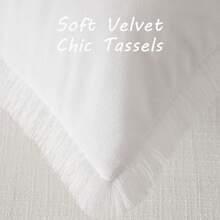 1pc Plain Cushion Cover Without Filler, With Tassel Velvet Pillowcase For Sofa, Home Decoration