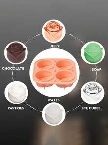 1/2 件 4 腔玫瑰花冰块托盘，果冻冰模托盘，适用于房车露营派对厨房冰箱，非常适合夏季 - 彩色 - 查看 7