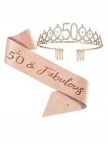2pcs/Set 30/40/50/60/70/80 Years Old Women Birthday Crown & Headpiece, Happy Birthday Crown For 30/40/50/60/70/80 And Elegant Party Gift, Party Commemorative Birthday Party Decorations Hairclip & Headband - Rose Gold - View 15