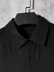 BR Modomio Men's Summer Short Sleeve Casual Woven Shirt - 黑色 - 查看 3