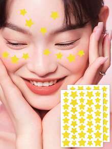 星形脸贴 - 装饰贴纸，温和不刺激，防水透气，日常必备，方便携带，适合旅行、聚会、化妆技巧，也是拍照的完美道具 - 彩色 - 查看 5