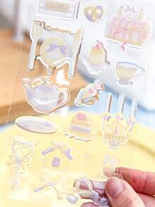 1pc Random Korean Ins Style Resin Snow Flower Heart Design Sticker, Romantic Decorative Sticker For Scrapbooking, DIY Cutting Transparent Sticker - Multicolor - View 8