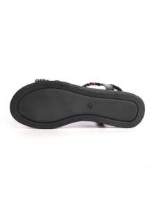 Women's New Thick Sole Wedge Platform Rhinestone Woven Strap Sandals, Elastic, Round Toe, Fashion & Comfortable, Summer