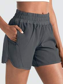 ZUTY 2 Pack  Athletic Running Shorts For Women 5" With Zipper Pocket High Waisted Quick Dry Workout Gym Shorts With Liner - 黑色深灰 - 查看 2