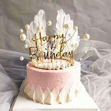 1pc Cute Angel Wing Feather Cake Topper For Baby Shower Kids Birthday Party Decoration Supplies Wedding Dessert Cake Decor Tools - Multicolor - View 3