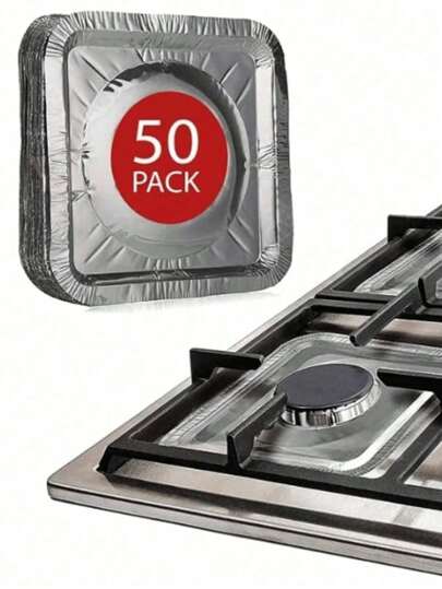 50/30/10 piezas Protector desechable de aluminio contra salpicaduras de grasa para estufa de gas, cuadrado, resistente a altas temperaturas, impermeable y a prueba de aceite, almohadilla de limpieza para la estufa de cocina