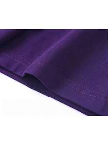 Plain Basic Short Sleeve Cotton T-Shirts S-G3 - Purple - View 3