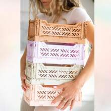 Multipurpose Foldable Storage Basket, Solid Color, Home Use